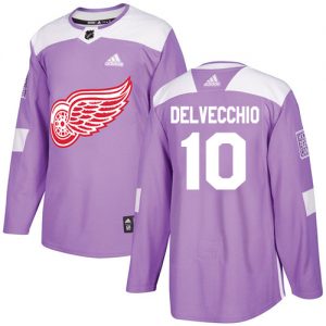 Pánské NHL Detroit Red Wings dresy 10 Alex Delvecchio Authentic Nachový Adidas Fights Cancer Practice