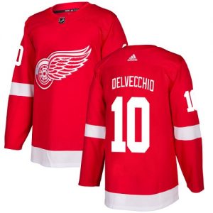 Pánské NHL Detroit Red Wings dresy 10 Alex Delvecchio Authentic Červené Adidas Domácí