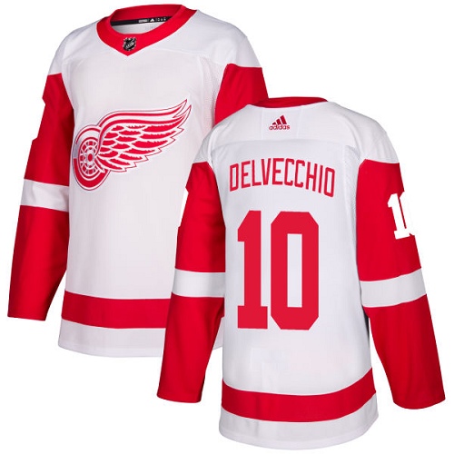 Pánské NHL Detroit Red Wings dresy 10 Alex Delvecchio Authentic Bílý Adidas Venkovní