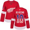 Dámské NHL Detroit Red Wings dresy 10 Alex Delvecchio Authentic Červené Adidas USA Flag Fashion