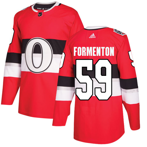 Pánské NHL Ottawa Senators dresy 59 Alex Formenton Authentic Červené Adidas 2017 100 Classic