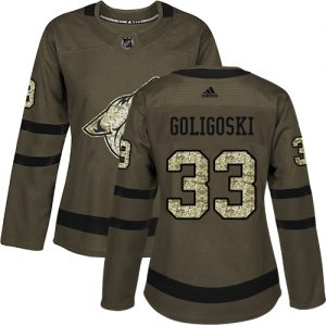 Dámské NHL Arizona Coyotes dresy 33 Alex Goligoski Authentic Zelená Adidas Salute to Service