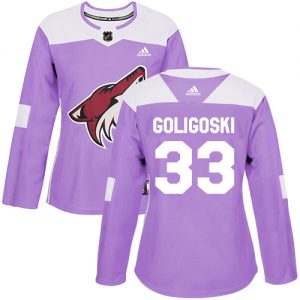 Dámské NHL Arizona Coyotes dresy 33 Alex Goligoski Authentic Nachový Adidas Fights Cancer Practice