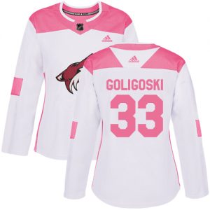 Dámské NHL Arizona Coyotes dresy 33 Alex Goligoski Authentic Bílý Růžový Adidas Fashion