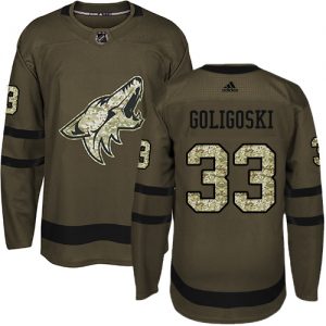 Dětské NHL Arizona Coyotes dresy 33 Alex Goligoski Authentic Zelená Adidas Salute to Service