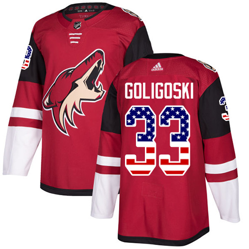 Dětské NHL Arizona Coyotes dresy 33 Alex Goligoski Authentic Červené Adidas USA Flag Fashion