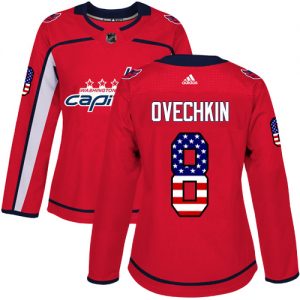 Dámské NHL Washington Capitals dresy 8 Alex Ovechkin Authentic Červené Adidas USA Flag Fashion