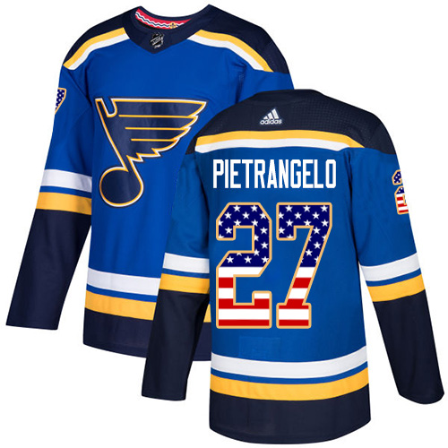 Dětské NHL Alex Pietrangelo Authentic modrá Adidas St. Louis Blues dresy 27 USA Flag Fashion