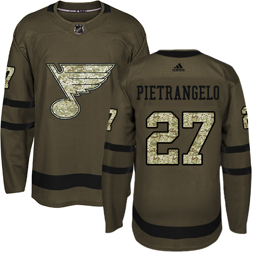 Dětské NHL Alex Pietrangelo Authentic Zelená Adidas St. Louis Blues dresy 27 Salute to Service