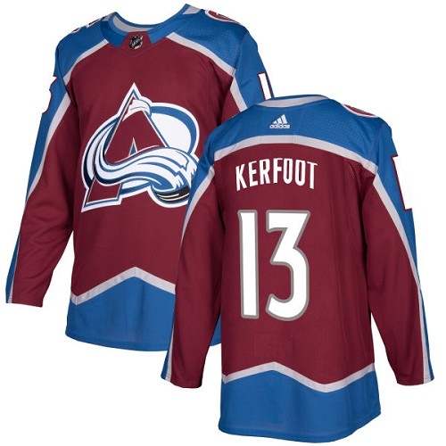 Pánské NHL Colorado Avalanche dresy 13 Alexander Kerfoot Authentic Burgundy Červené Adidas Domácí