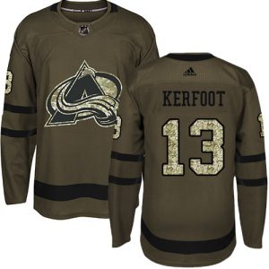 Pánské NHL Colorado Avalanche dresy 13 Alexander Kerfoot Authentic Zelená Adidas Salute to Service