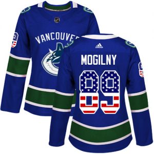 Dámské NHL Vancouver Canucks dresy 89 Alexander Mogilny Authentic modrá Adidas USA Flag Fashion