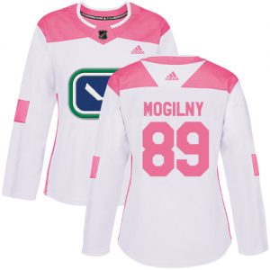 Dámské NHL Vancouver Canucks dresy 89 Alexander Mogilny Authentic Bílý Růžový Adidas Fashion