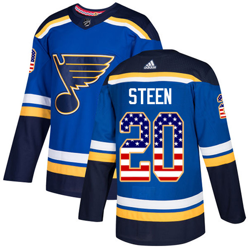 Pánské NHL St. Louis Blues dresy 20 Alexander Steen Authentic modrá Adidas USA Flag Fashion