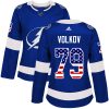 Dámské NHL Tampa Bay Lightning dresy 79 Alexander Volkov Authentic modrá Adidas USA Flag Fashion