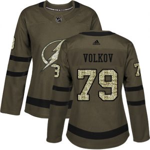 Dámské NHL Tampa Bay Lightning dresy 79 Alexander Volkov Authentic Zelená Adidas Salute to Service