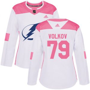 Dámské NHL Tampa Bay Lightning dresy 79 Alexander Volkov Authentic Bílý Růžový Adidas Fashion