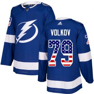 Dětské NHL Tampa Bay Lightning dresy 79 Alexander Volkov Authentic modrá Adidas USA Flag Fashion