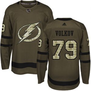 Dětské NHL Tampa Bay Lightning dresy 79 Alexander Volkov Authentic Zelená Adidas Salute to Service