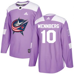 Pánské NHL Columbus Blue Jackets dresy 10 Alexander Wennberg Authentic Nachový Adidas Fights Cancer Practice