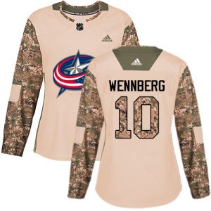 Dámské NHL Columbus Blue Jackets dresy 10 Alexander Wennberg Authentic Camo Adidas Veterans Day Practice