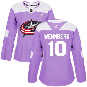 Dámské NHL Columbus Blue Jackets dresy 10 Alexander Wennberg Authentic Nachový Adidas Fights Cancer Practice