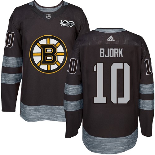 Pánské NHL Boston Bruins dresy Anders Bjork 10 Authentic Černá Adidas 1917 2017 100th Anniversary