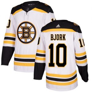 Pánské NHL Boston Bruins dresy Anders Bjork 10 Authentic Bílý Adidas Venkovní