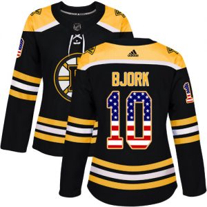 Dámské NHL Boston Bruins dresy Anders Bjork 10 Authentic Černá Adidas USA Flag Fashion