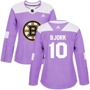 Dámské NHL Boston Bruins dresy Anders Bjork 10 Authentic Nachový Adidas Fights Cancer Practice