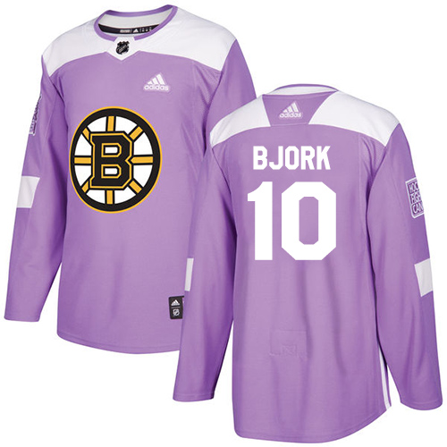 Dětské NHL Boston Bruins dresy Anders Bjork 10 Authentic Nachový Adidas Fights Cancer Practice