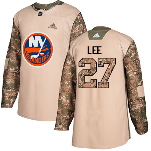 Pánské NHL New York Islanders dresy 27 Anders Lee Authentic Camo Adidas Veterans Day Practice