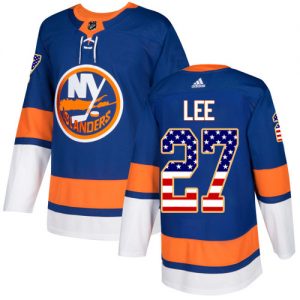 Pánské NHL New York Islanders dresy 27 Anders Lee Authentic královská modrá Adidas USA Flag Fashion