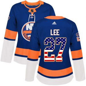 Dámské NHL New York Islanders dresy 27 Anders Lee Authentic královská modrá Adidas USA Flag Fashion