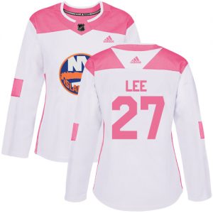Dámské NHL New York Islanders dresy 27 Anders Lee Authentic Bílý Růžový Adidas Fashion