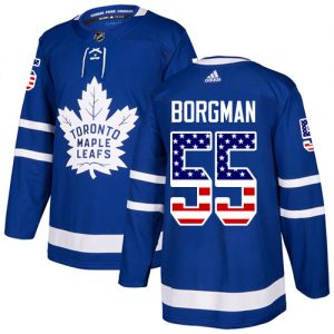Dětské NHL Toronto Maple Leafs dresy 55 Andreas Borgman Authentic královská modrá Adidas USA Flag Fashion
