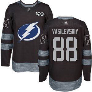 Pánské NHL Tampa Bay Lightning dresy 37 Andrei Vasilevskiy Authentic Černá Adidas 88 1917 2017 100th Anniversary