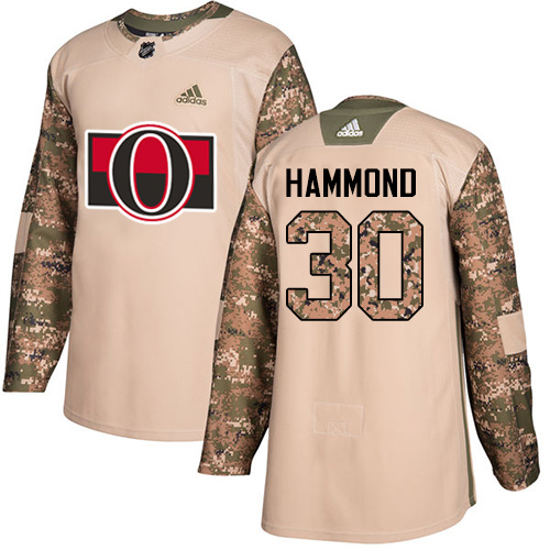 Pánské NHL Ottawa Senators dresy 30 Andrew Hammond Authentic Camo Adidas Veterans Day Practice