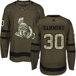 Pánské NHL Ottawa Senators dresy 30 Andrew Hammond Authentic Zelená Adidas Salute to Service