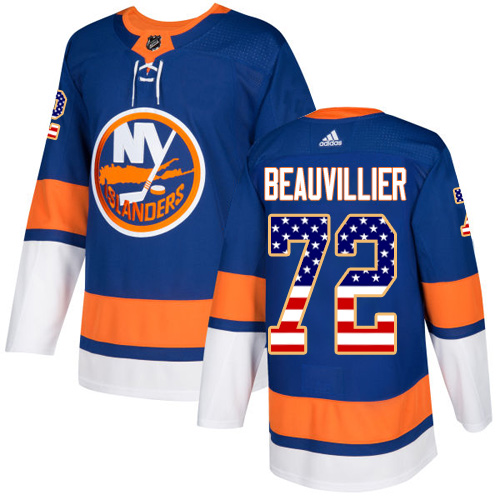 Pánské NHL New York Islanders dresy 72 Anthony Beauvillier Authentic královská modrá Adidas USA Flag Fashion