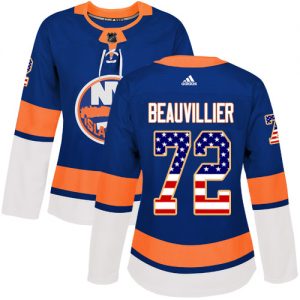 Dámské NHL New York Islanders dresy 72 Anthony Beauvillier Authentic královská modrá Adidas USA Flag Fashion