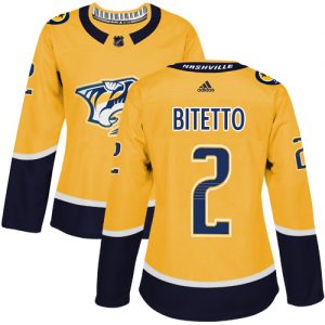 Dámské NHL Nashville Predators dresy 2 Anthony Bitetto Authentic Zlato Adidas Domácí