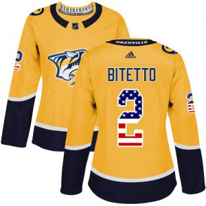 Dámské NHL Nashville Predators dresy 2 Anthony Bitetto Authentic Zlato Adidas USA Flag Fashion