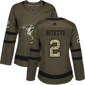 Dámské NHL Nashville Predators dresy 2 Anthony Bitetto Authentic Zelená Adidas Salute to Service