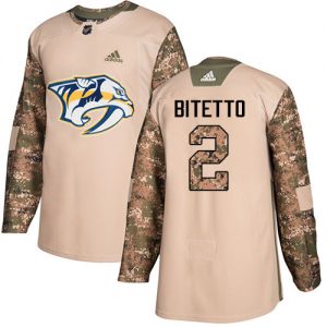Dětské NHL Nashville Predators dresy 2 Anthony Bitetto Authentic Camo Adidas Veterans Day Practice