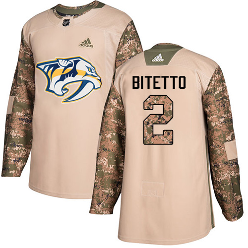 Dětské NHL Nashville Predators dresy 2 Anthony Bitetto Authentic Camo Adidas Veterans Day Practice