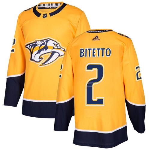 Dětské NHL Nashville Predators dresy 2 Anthony Bitetto Authentic Zlato Adidas Domácí