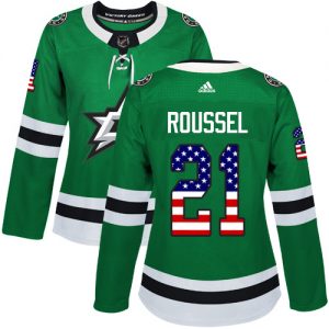 Dámské NHL Dallas Stars dresy 21 Antoine Roussel Authentic Zelená Adidas USA Flag Fashion