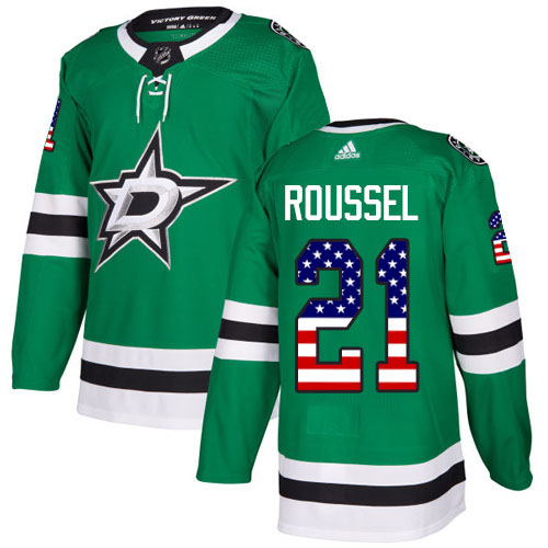 Dětské NHL Dallas Stars dresy 21 Antoine Roussel Authentic Zelená Adidas USA Flag Fashion