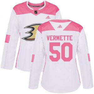 Dámské NHL Anaheim Ducks dresy 50 Antoine Vermette Authentic Bílý Růžový Adidas Fashion